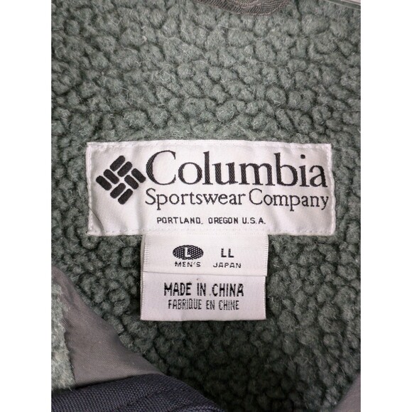 Columbia Jacket Men Large Green Sherpa Fleece Lined Full Zip Windbreaker - Picture 8 of 16